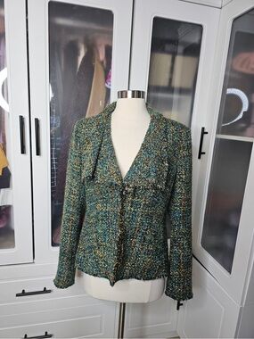 Lafayette 148 New York Multicolor Tweed Blazer — Green Mix